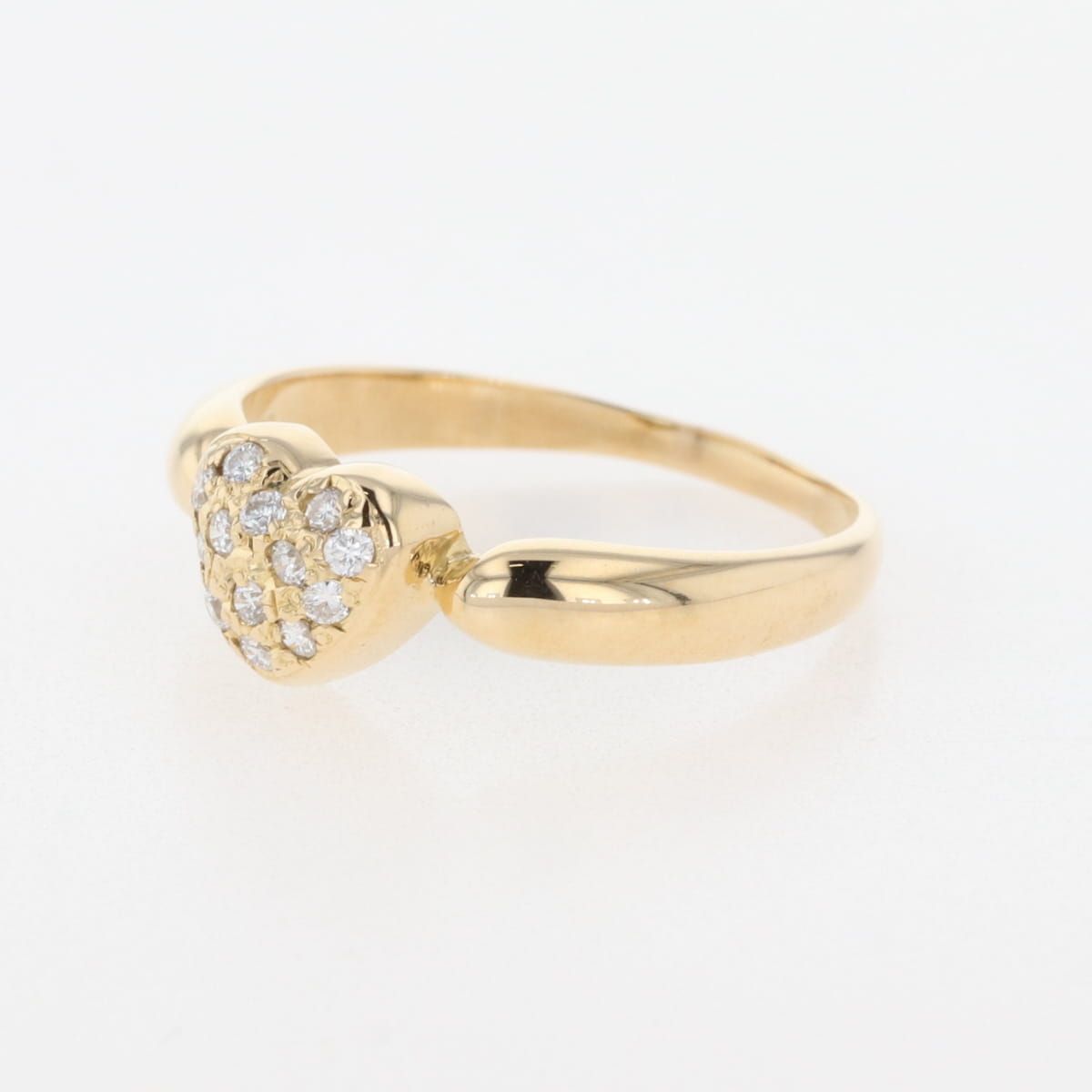 ハートモチーフ デザインリング YG イエローゴールド 指輪 メレダイヤ リング 12.5号 K18 ダイヤモンド レディース
