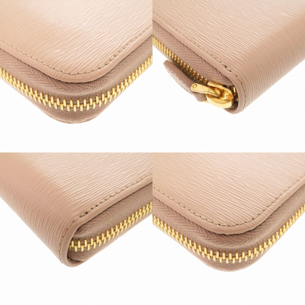 新品同様 プラダ 1ML506 サフィアーノレザー ピンク ラウンド  