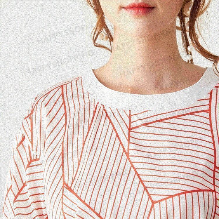 Tシャツ トップス レディース きれいめ 40代 幾何柄 半袖トップス 白インナー  オシャレ ブラウス  tシャツ 綿  大きいサイズ  着痩せ 韓国風 Tシャツ トップス レディース きれいめ 40代 幾何柄 半袖