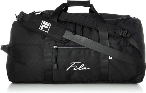 ブラック×ホワイト 筆記体ミニ フィラ ボストンバッグ リュック 大容量 50L 3WAY 旅行バッグ ショルダーバッグ スポーツバッグ 2タイプロゴ 筆記体 正規体 ベルド取り外せる 大型 収納 0.64kg fm2276-fm2334-fm2474