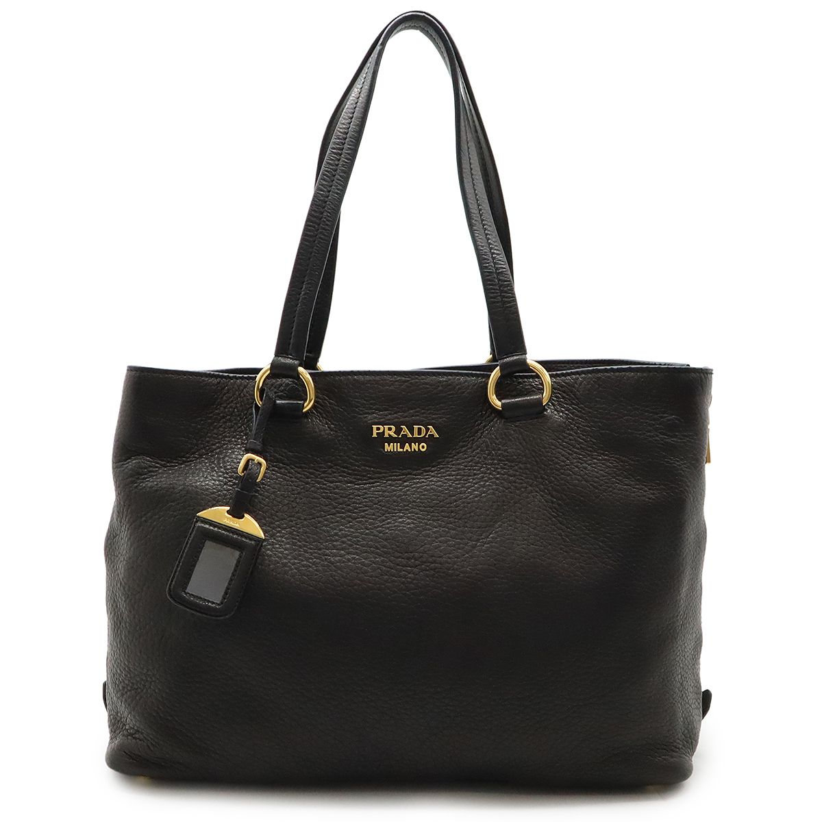 PRADA プラダ 鹿革 ディアスキン レザートートバッグ ブラック PRADA プラダ 鹿革 ディアスキン レザートートバッグ ブラック