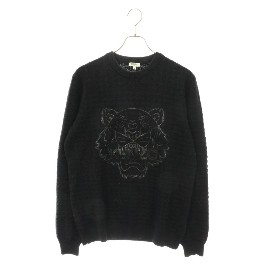 KENZO (ケンゾー) SILICON TIGER KNIT シリコン タイガー ロゴ ウール ニットセーター ブラック F665PU2503XB