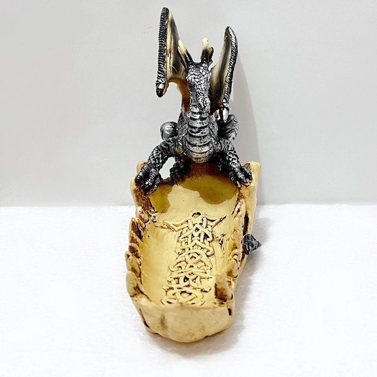 チタン製 ドラゴン 龍 彫刻 小物入れ アンティーク インテリア 置物
