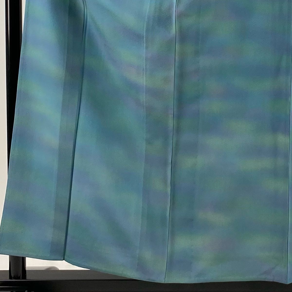 小紋 身丈158cm 裄丈63cm S 単衣 落款 ぼかし柄 青緑 正絹 秀品