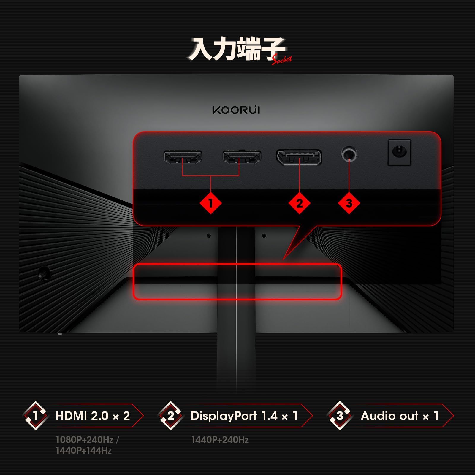 KOORUI ゲーミングモニター 27インチ QHD 2K 240Hz 非光沢 モニター 