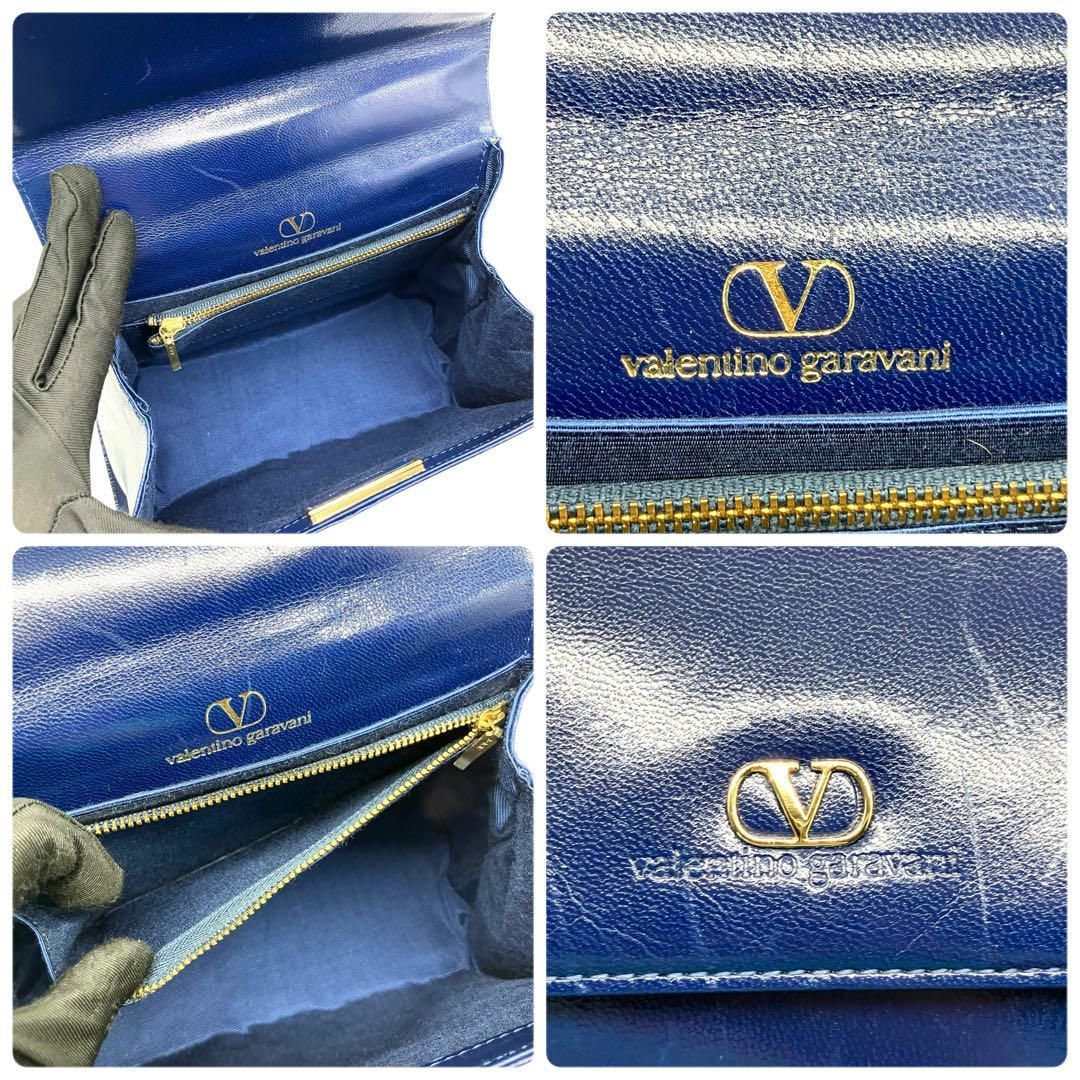 良品 2140 VALENTINOハンドバッグ フォーマルバッグ レザー 青 良品 2140 VALENTINOハンドバッグ フォーマルバッグ レザー 青