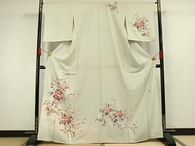 平和屋着物▽訪問着 単衣 友禅 作家物 枝花文 暈し染め 正絹 逸品 未