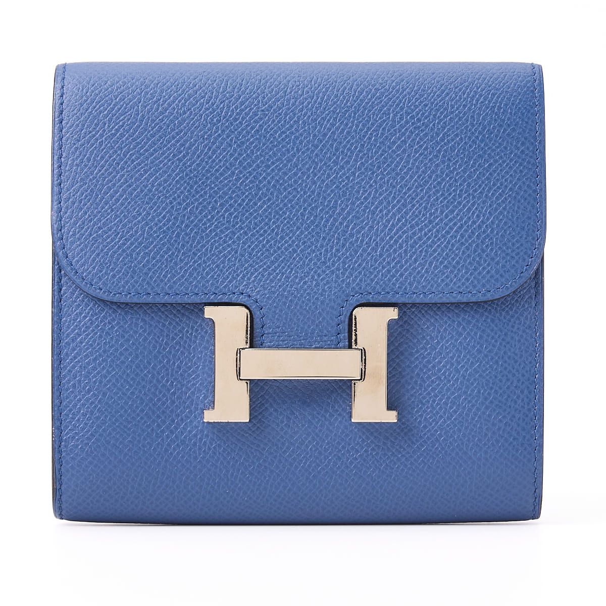 HERMES エルメス コンスタンスコンパクト  2つ折り財布 エプソン ブルーイズミール Blue Izmir （シルバー金具）レディースウォレット レディース長財布 札入れ【中古】【送料無料】