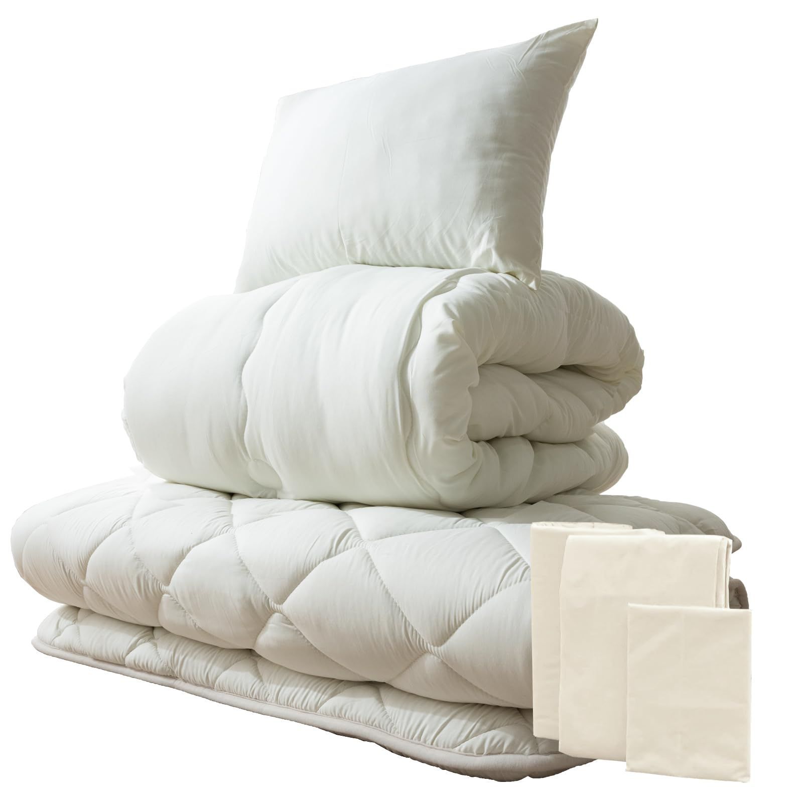 シングル 布団セット 6点セット カバー付き 超高密度! 厚固綿50mm 洗える 掛け布団 タンスのゲン 敷布団 22200024 76320