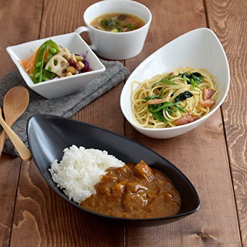 : 27cm CAFEリーフボウル テーブルウェアイースト カレー皿 黒マット ホーム＆キッチン 2個 カフェ食器 2個セット table パスタ皿 美濃焼CAFEリーフボウル 4個セットEAST おうちごはん 27cmの通販