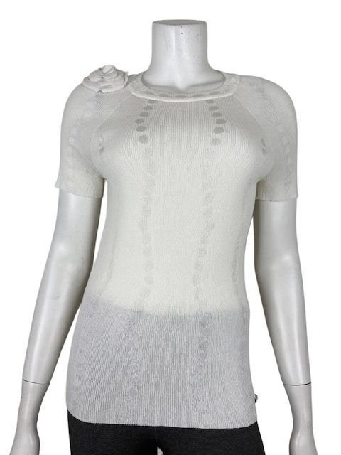 シャネル 16 Pラメドットステッチ入リネンＸコットン混トップス CHANEL