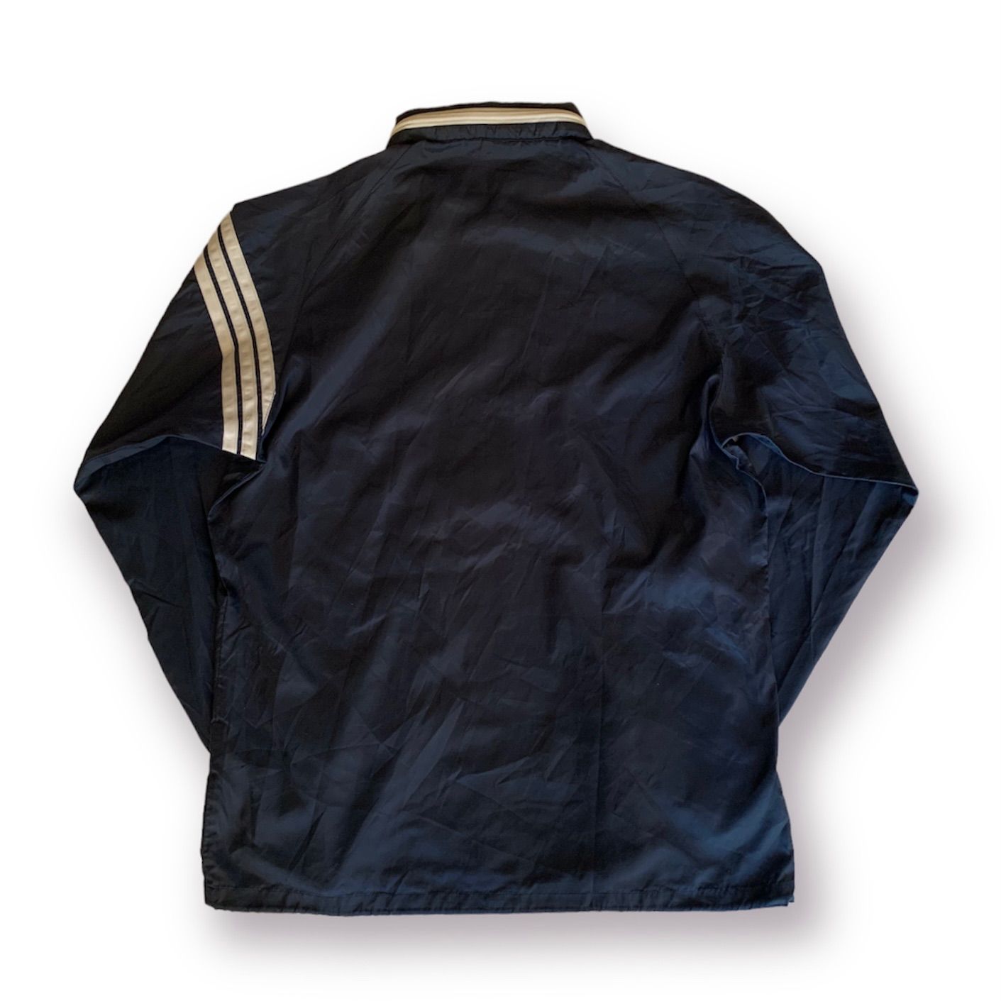 80s ADIDAS NYLON JACKET ナイロンジャケット　ネイビー袖丈79cmエリから袖