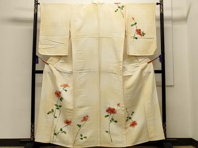 平和屋着物▽訪問着 単衣 尾長鳥花文 暈し染め 金彩