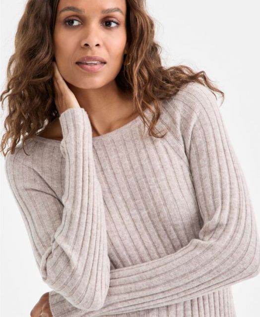 チャータークラブ レディース ワンピース トップス Women s Cashmere Ribbed Midi Sweater Dress PXS-XXL Pearl Taupe Heather DECORATOM_COM_BR