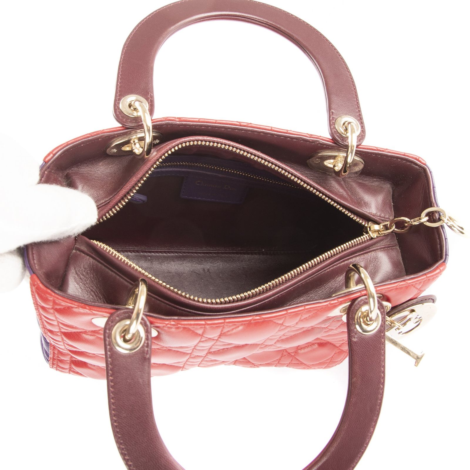 DIOR ディオールミディアム レディ ディオール ジップ赤 紫カナージュカーフスキンA NEXPOTALLINN_EU