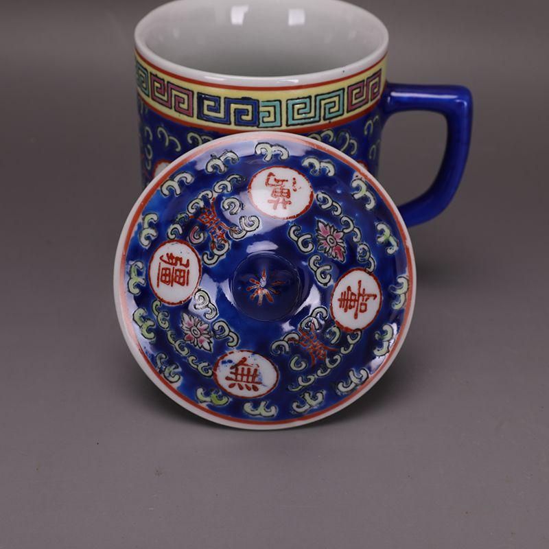 萬壽無疆蓋碗 飲茶食器 中国茶器 景徳鎮 現代工芸品 美術品 置物