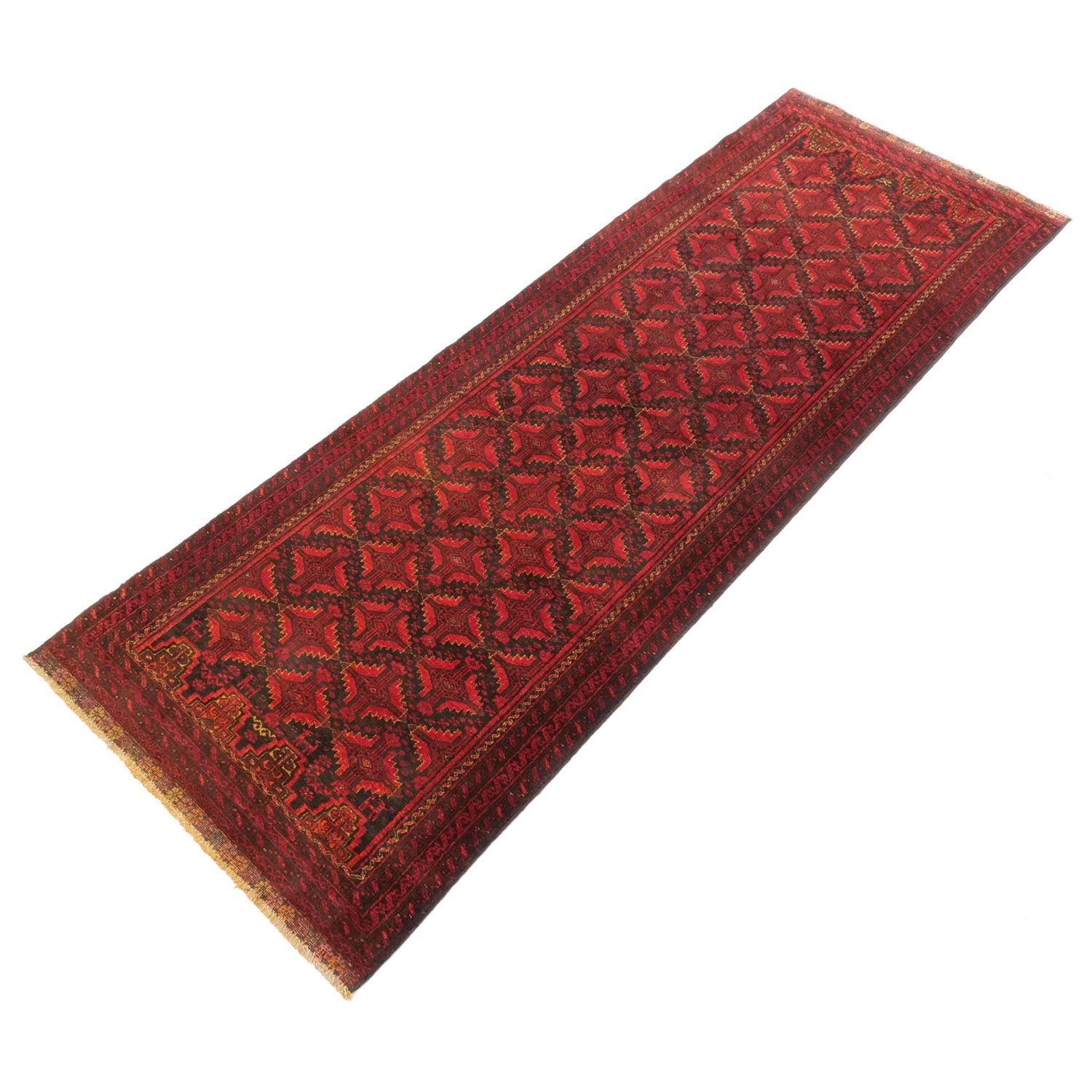 幸せ トルバトヘイダリエ 1960年代 2660×920mm セミアンティーク フックモチーフ 大判ランナーサイズ絨毯 - carpet-アンティークペルシャ絨毯 ヴィンテージラグ専門店