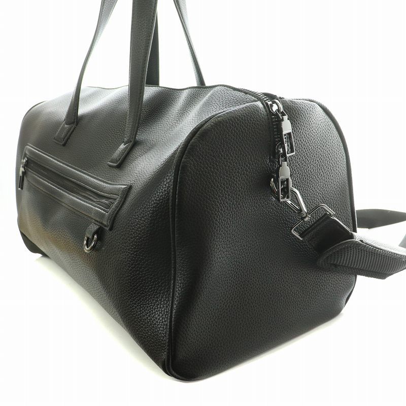 爆買い，2025 ZARA ザラ ボストンバッグ フェイクレザー ブラック 大