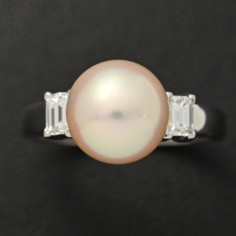pt900 あこや真珠 ダイヤモンドリング Φ9.0mm/D:0.37ct/ TASAKI PEARL タサキ・田崎真珠 アコヤ真珠