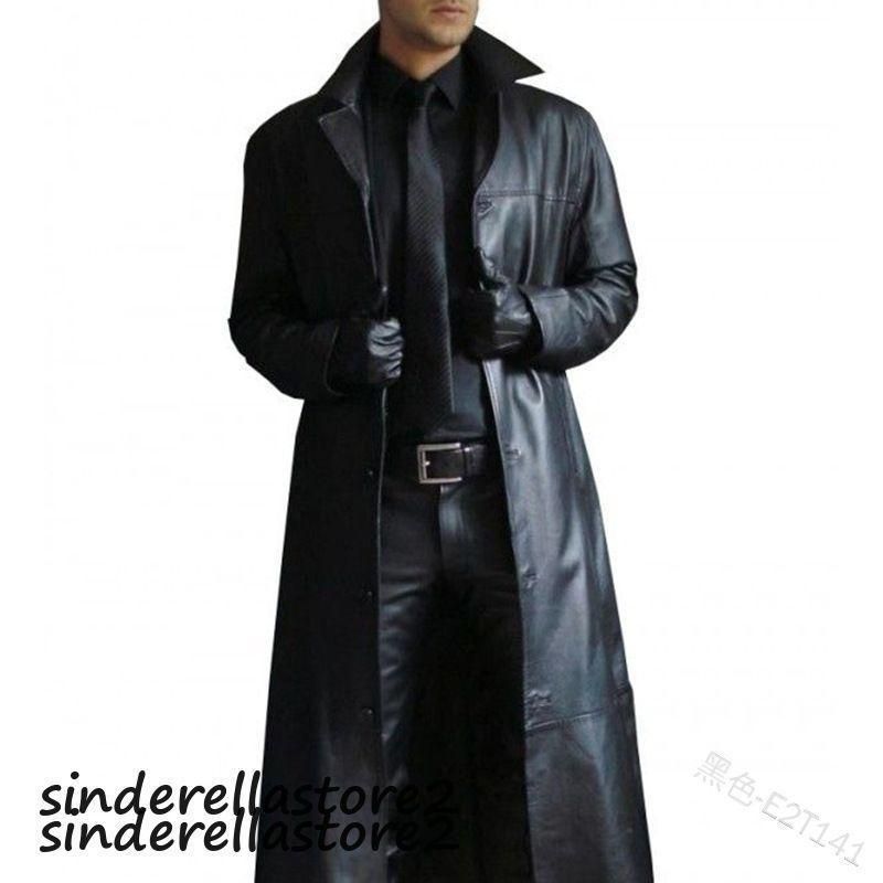   ブラックレザー コートCK M ステートメントボタン レザーコート - ブラック - レディース