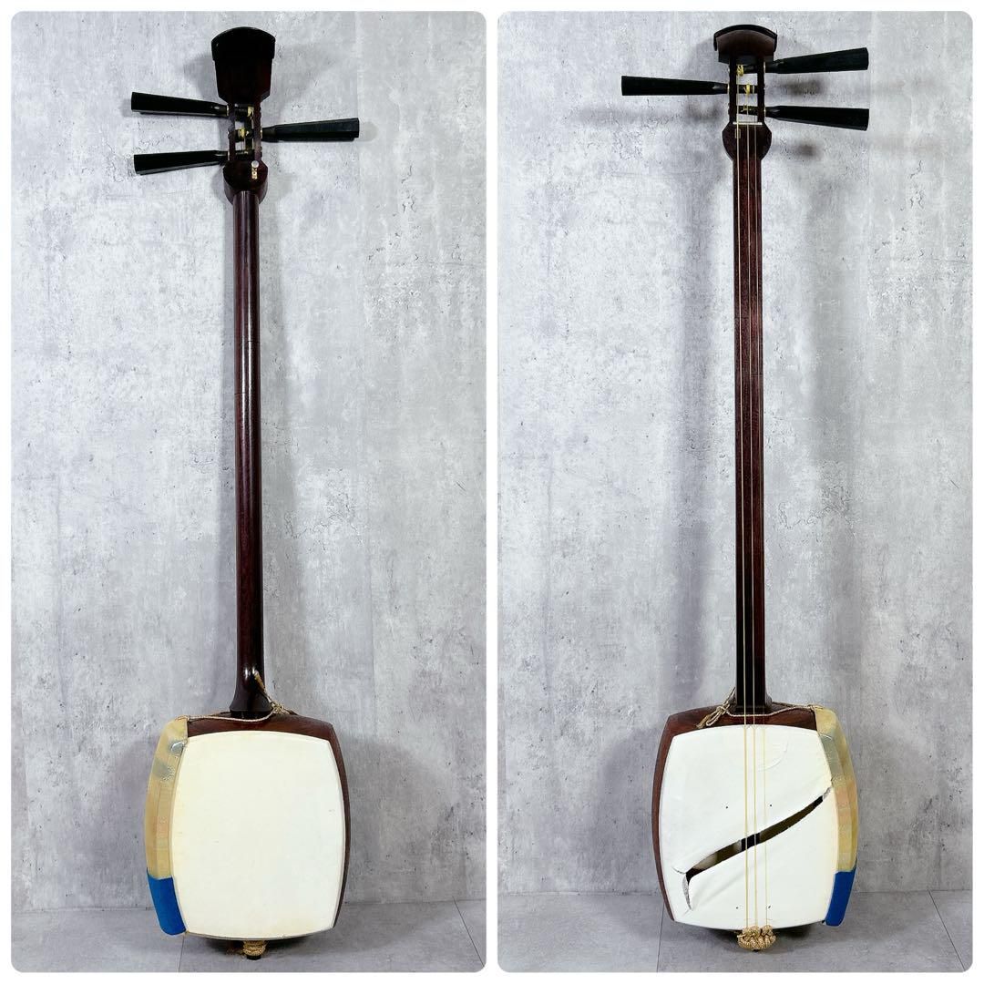 X538 三味線 本体 中棹 K9 金細 紅木 2枚溝 トチ 東さわり