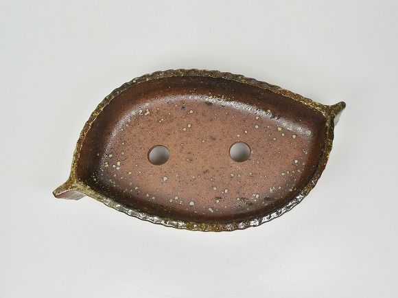 青窯変葉型コンポート 穴有り