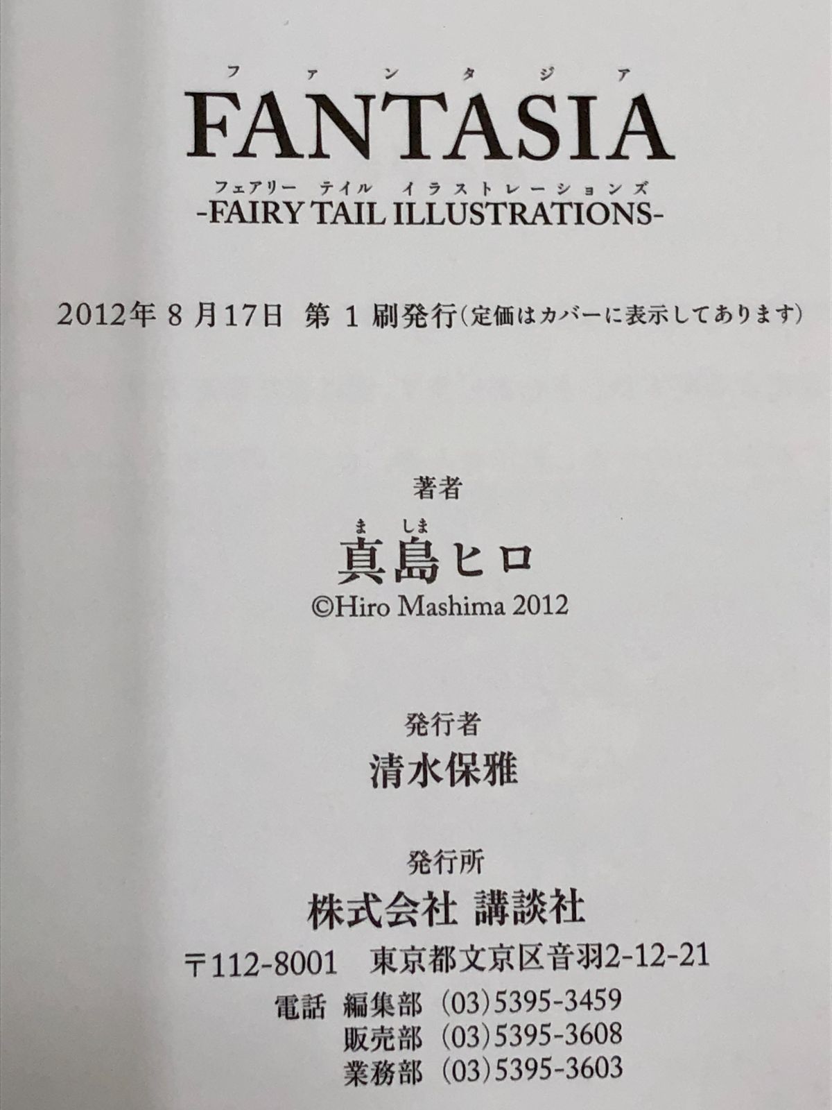 小牧店】真島ヒロ イラスト集 2冊セット「FANTASIA -FAIRY TAIL