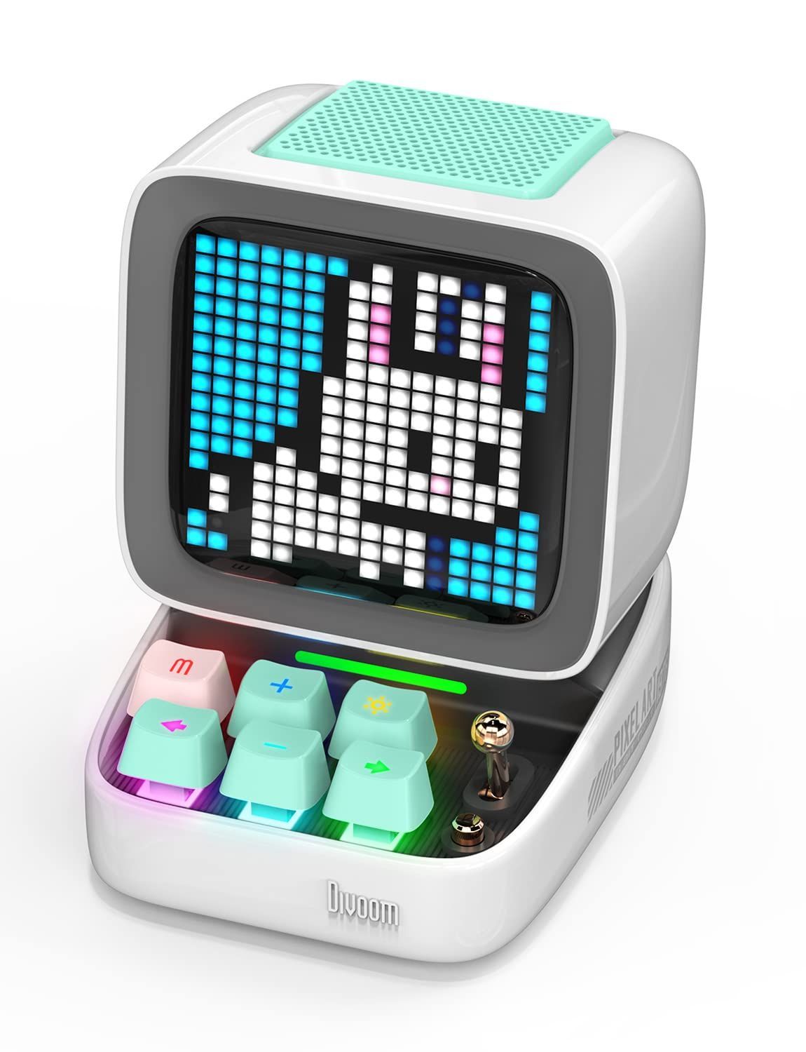 Divoom Ditoo-ProポータブルBluetoothスピーカー3.55インチLEDスクリーンピクセルディスプレイ DSPワイヤレススピーカーAPPコントロール オーディオHD メカニカルキーボード ホワイト