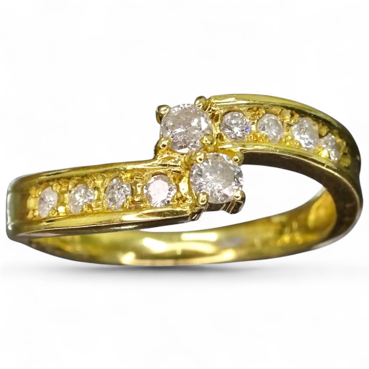 18金 K18 ゴールド GOLD 750 天然ダイヤモンド0.30ct ウェーブ 