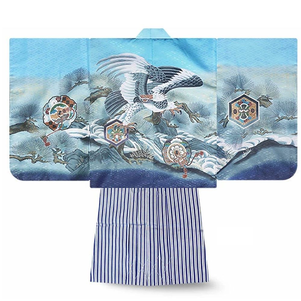 508ag77◎七五三 三歳 女の子 アンティーク着物&被布 レトロ 鶴菊楓