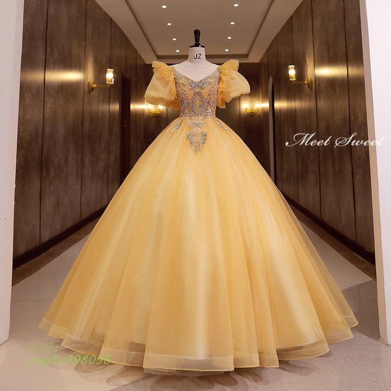 ドレス パーティードレス ロングドレス 結婚式 二次会 発表会 プリンセスラインドレス ステージドレス コンサート ウェディングドレス ウエディングドレス zeg3v898098