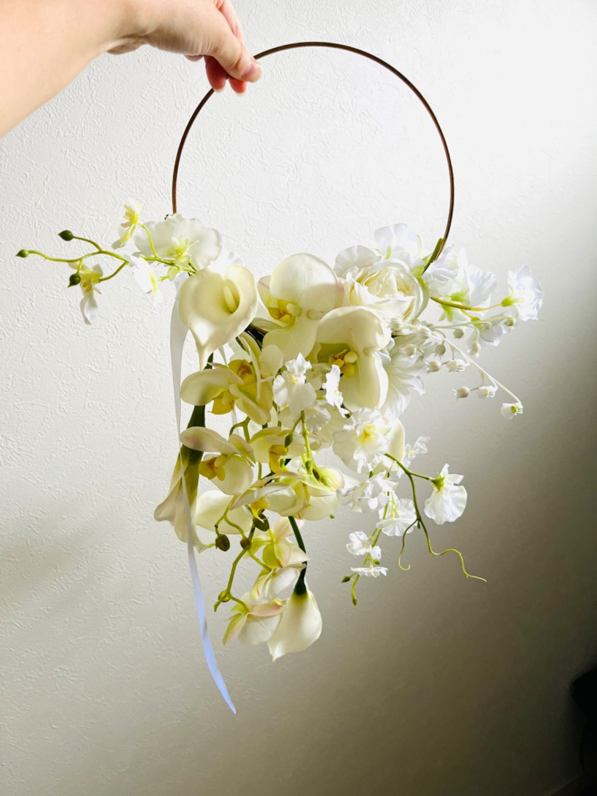 2点セット】ホワイトカラーリリーと胡蝶蘭のウエディングブーケ