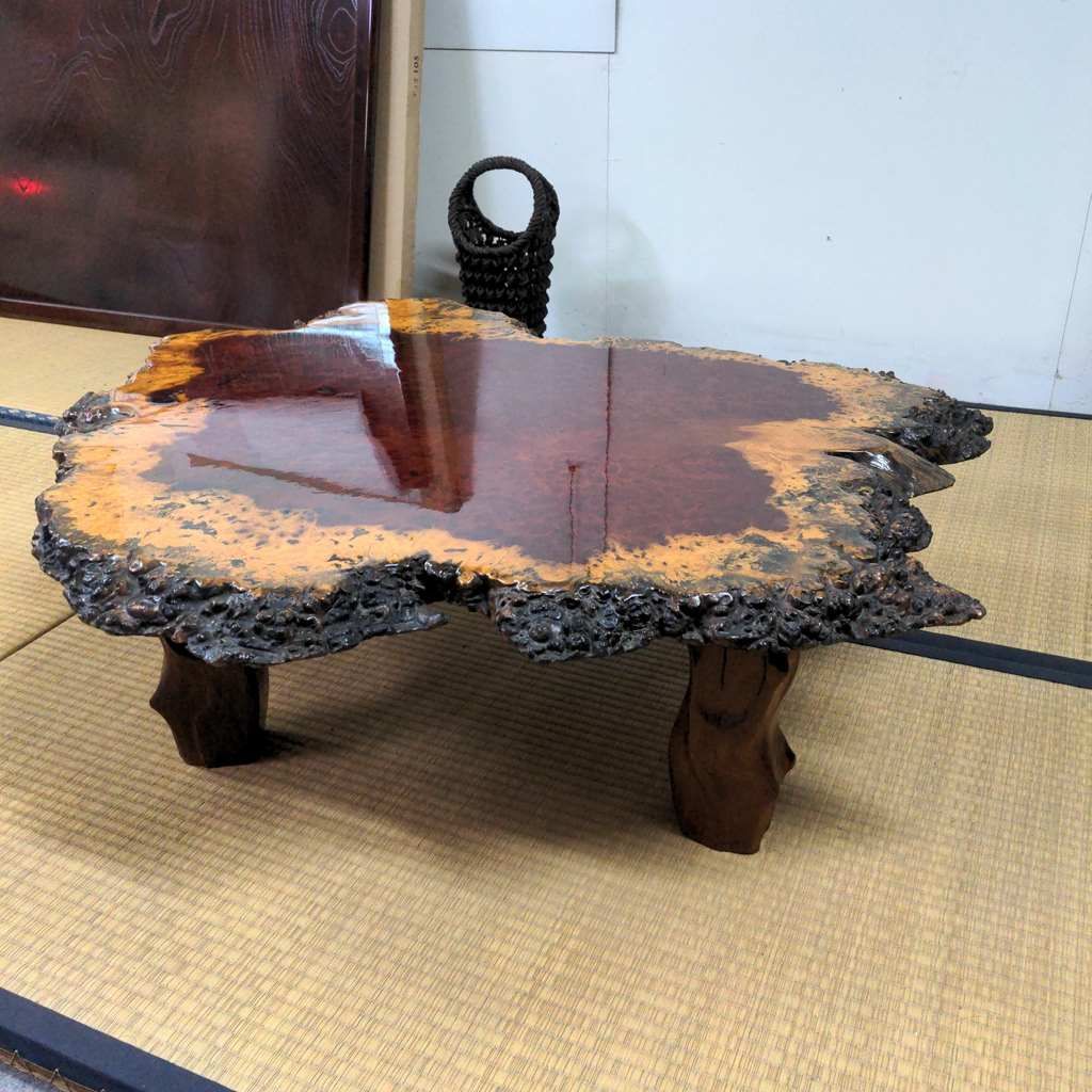 花梨座卓 アウトレット 花梨 高級座卓 無垢 こぶ 全長113cm - メルカリ
