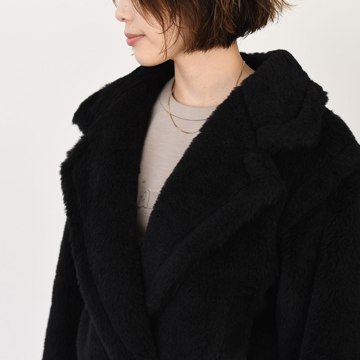 暖冬★MaxMara★テディベア アルパカ ウールジャケット 黒 マックスマーラ Max Mara MAX MARA テディジャケット OLGA