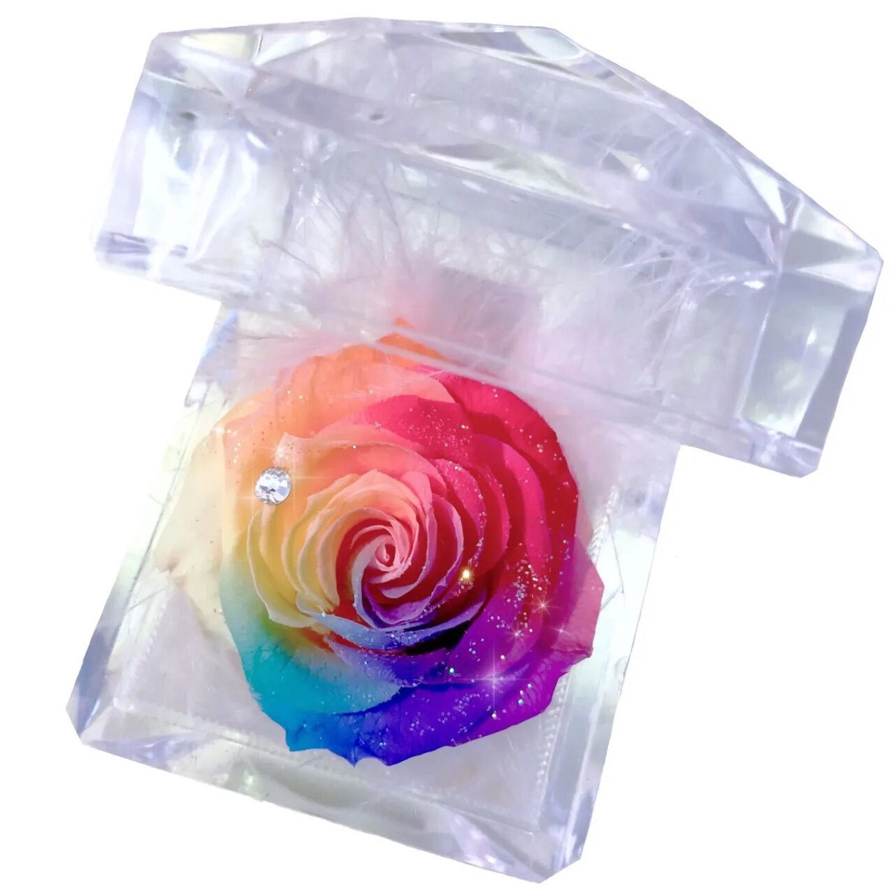 希望の花・レインボーローズプリザーブドフラワー・ミニジュエリー