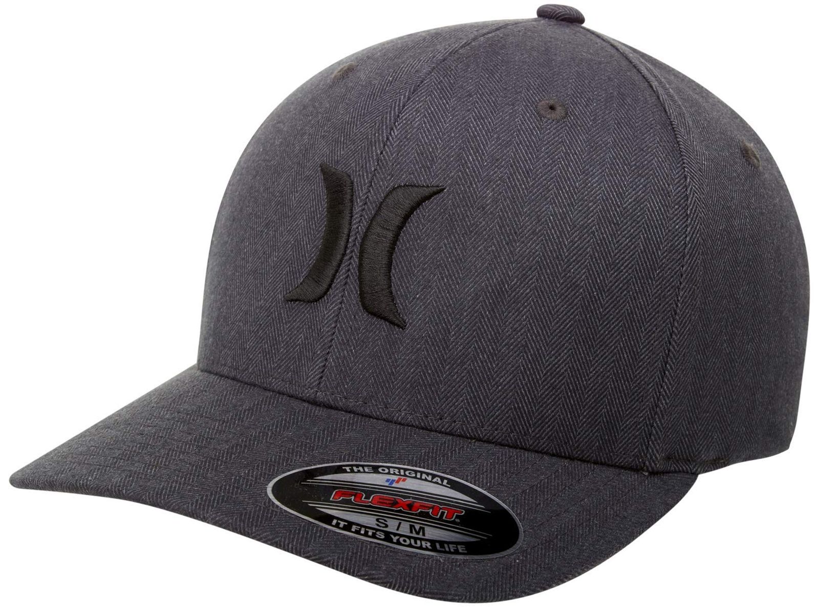 Hurley メンズ ブラック テクスチャー ベースボールキャップ， ブラック/ブラック (ヘリンボーン)， Small-Medium 