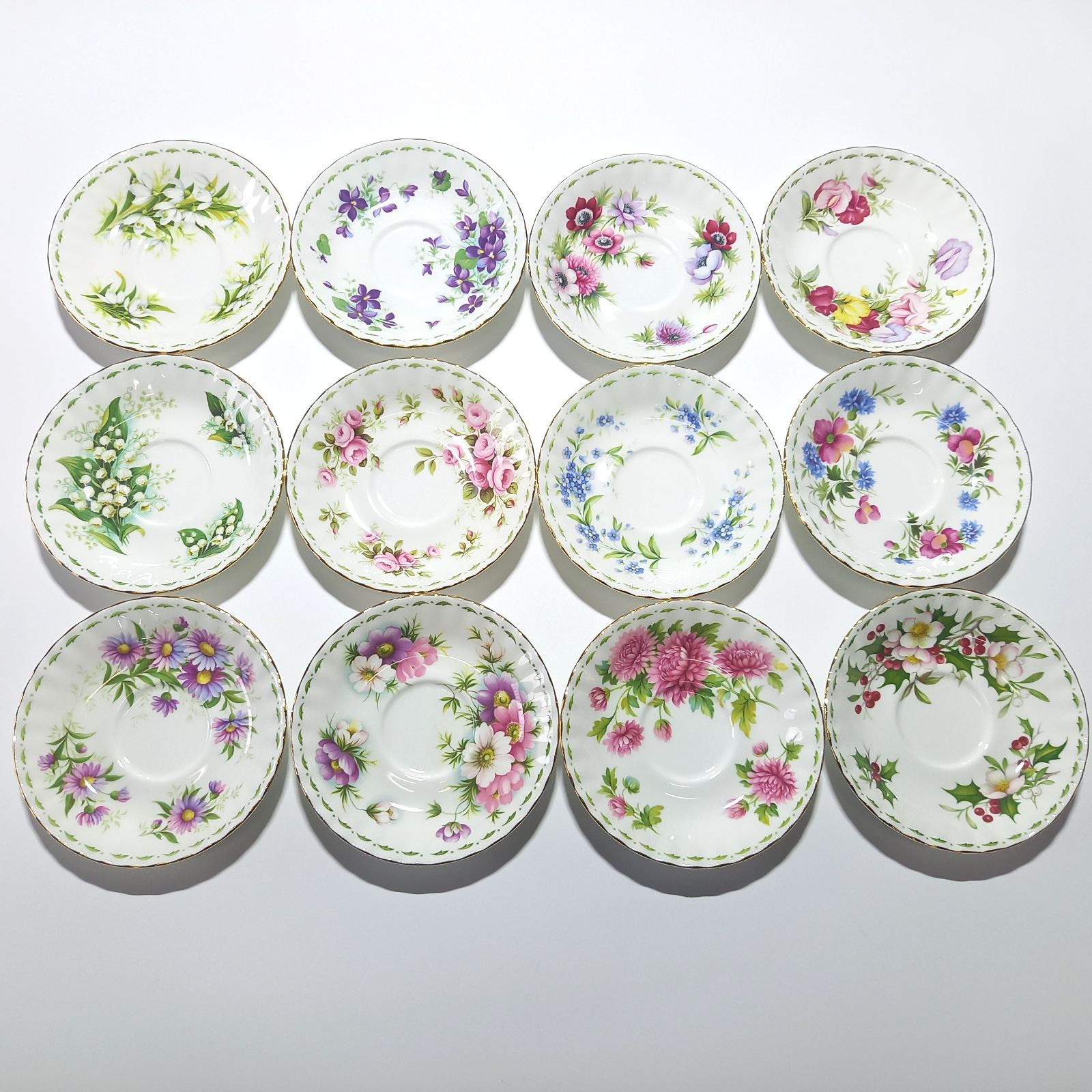  ロイヤルアルバート フラワーオブザマンス カップ＆ソーサー 12客セット カップ ソーサー コーヒー ティーカップ