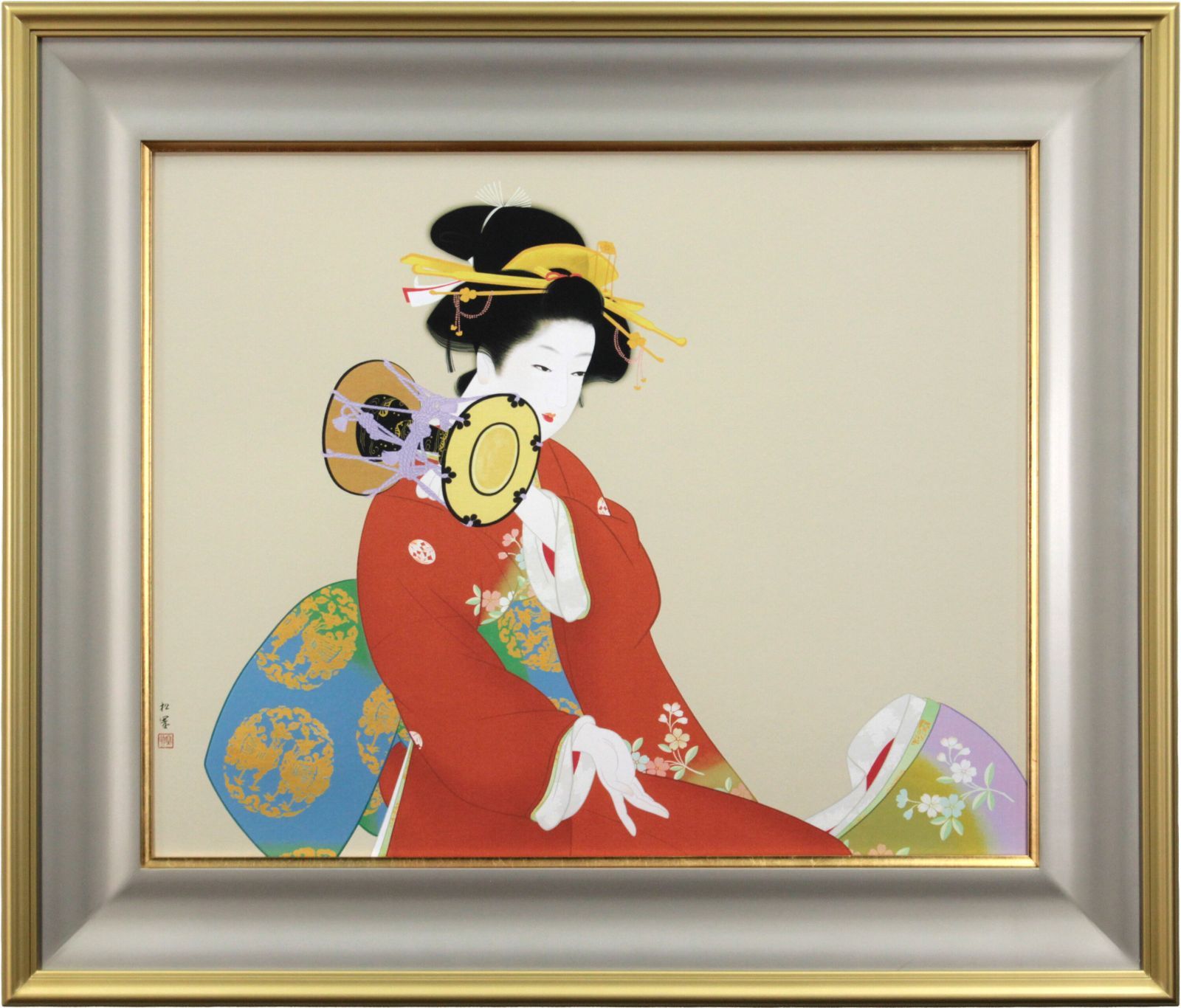 上村松園 「鼓の音（つづみのね）」 シルクスクリーン 版画 絵画 上村松園 「鼓の音（つづみのね）」 シルクスクリーン 版画 絵画