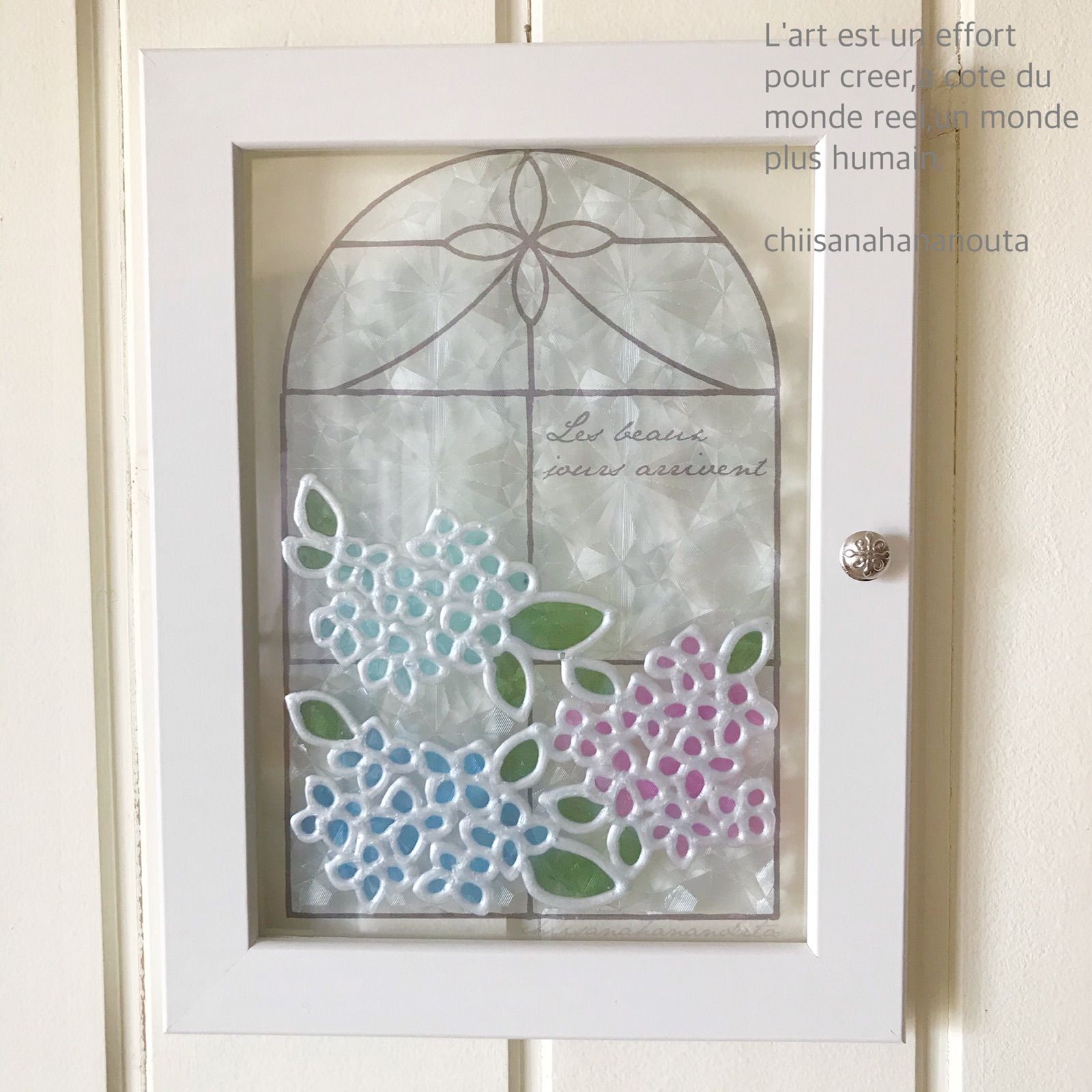 教会の窓 紫陽花 ハンドメイドステンドグラス風ギャラリーグラスアート