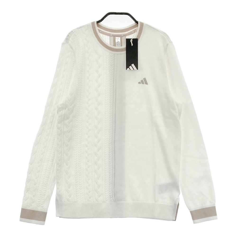 サイズ：L ADIDAS GOLF アディダスゴルフ IS4805 2024年モデル ニット セーター  ホワイト系 [240101422766] ゴルフウェア レディース ストスト サイズ：L ADIDAS GOLF アディダスゴルフ 2024年モデル IS4805