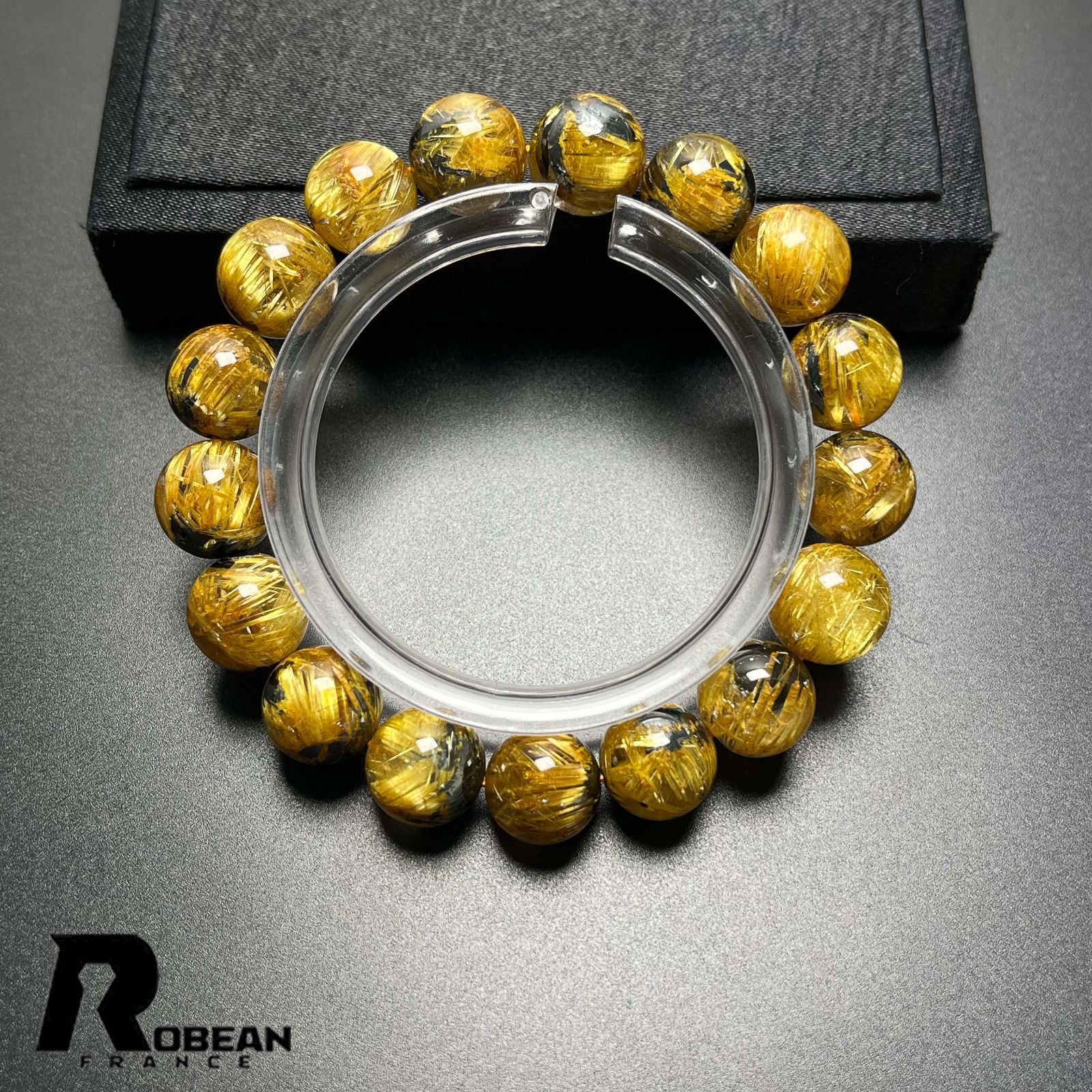 【新入荷】高品質　ゴールドタイチンルチルブレス約8㎜（新品未使用）太針　金運 逸品 EU製 定価73万円☆ROBEAN・太陽花タイチンルチル☆黄金針