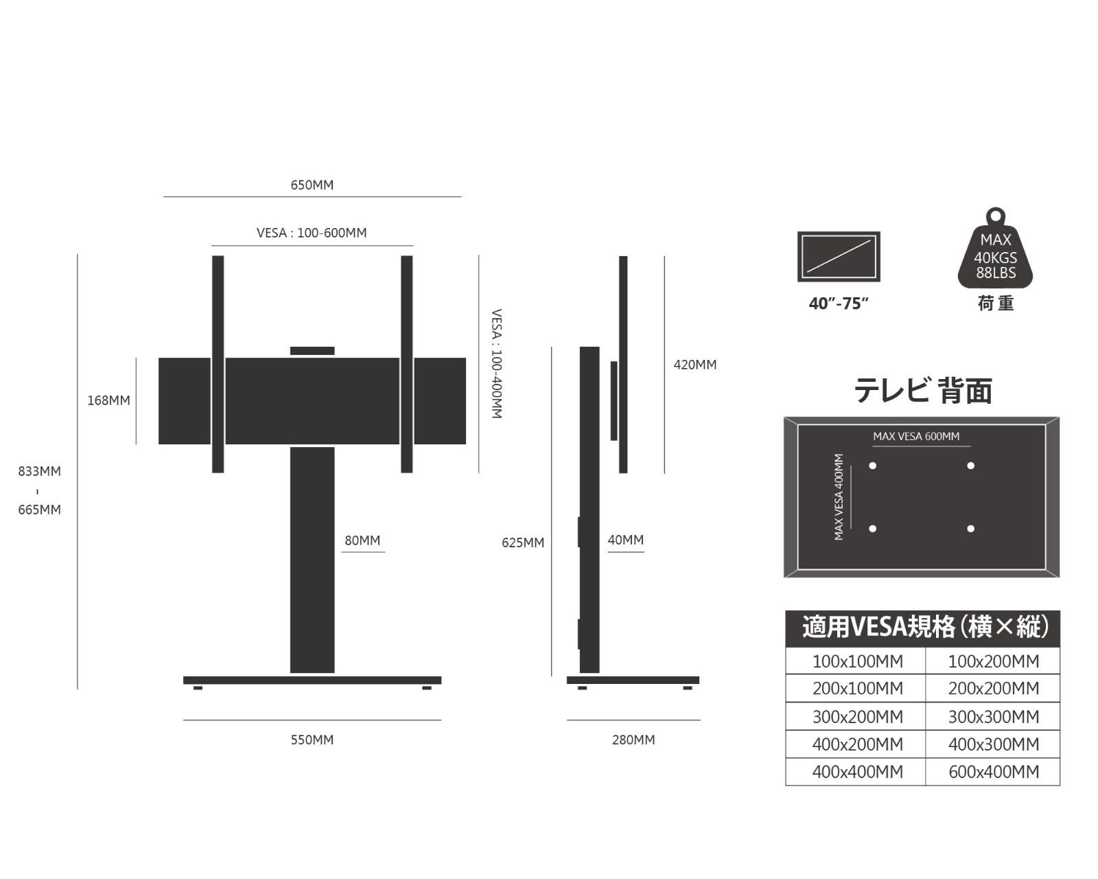 数量限定】テレビスタンド 大型テレビ台 壁寄せ 卓上 FITUEYES 首振り