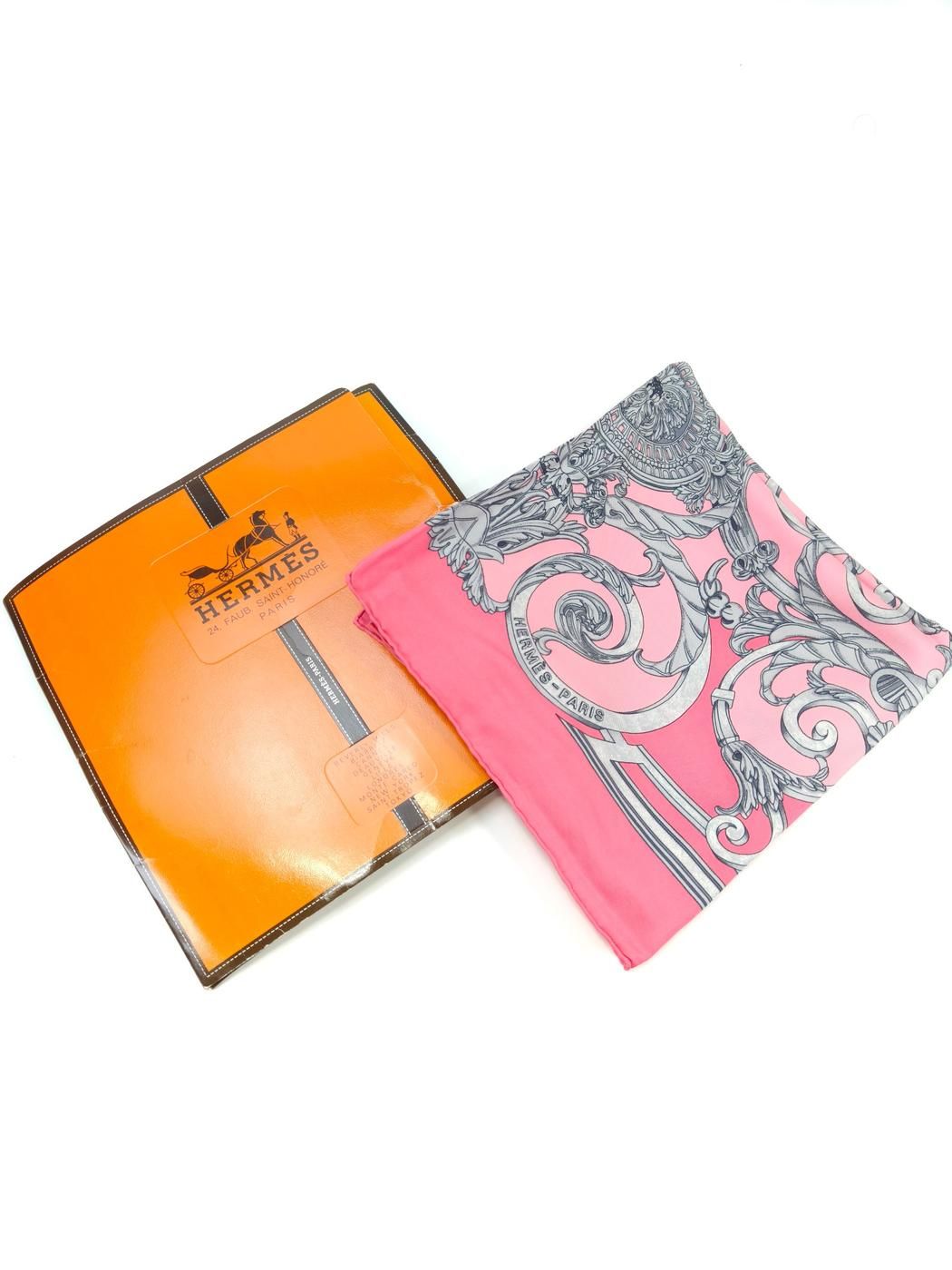 HERMES エルメス カレ90 LES TUILERIES スカーフ シルク ピンク 管理番号 10236