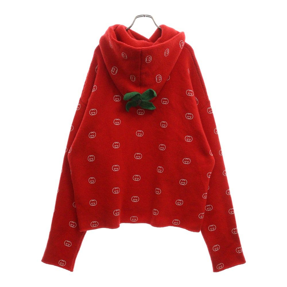 GUCCIグッチ22AW Wool Knit Strawberry Hoodie GUCCI (グッチ) 22AW Wool Knit Strawberry Hoodie With Studs And