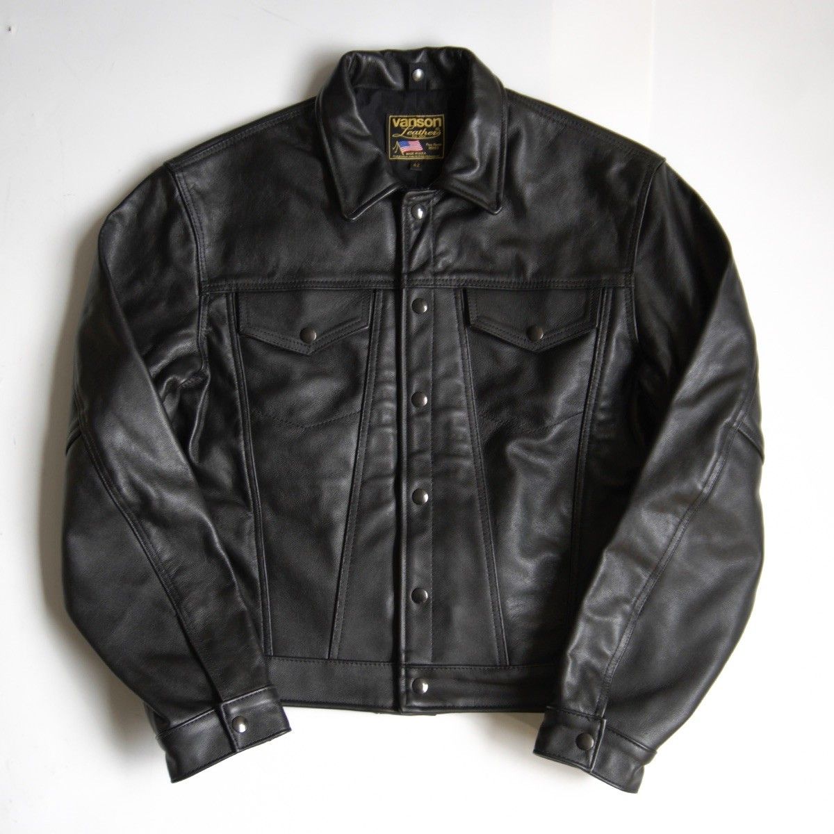 |ビッグサイズ VANSON DJCB レザージャケット 42 ブラック バンソン 25100765