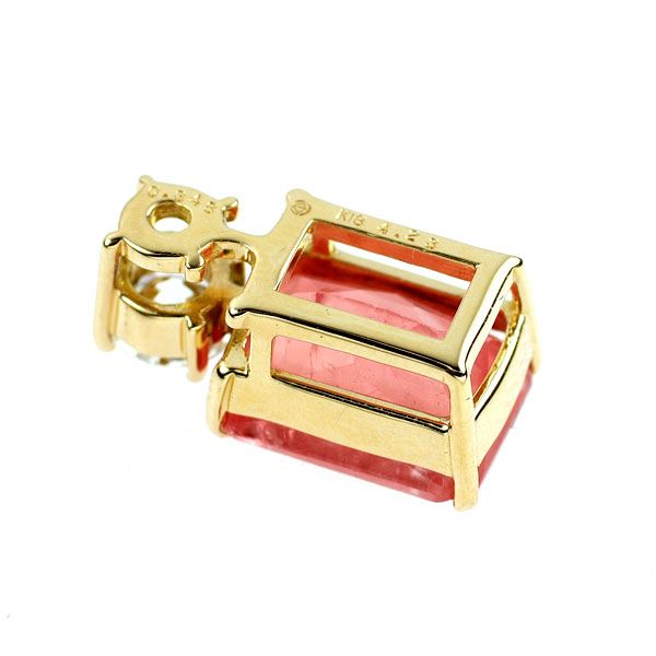 K18YG ロードクロサイト ダイヤモンド ペンダントトップ 4.23ct D0  