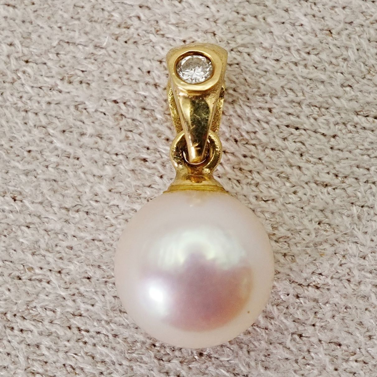 K18WG ネックレストップ 真珠 ダイヤモンド付き アクセサリー 小物