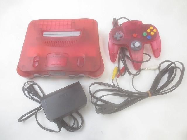 品 ゲーム NINTENDO 64 本体 NUS-001 クリアレッド 動作品 周辺機器付き