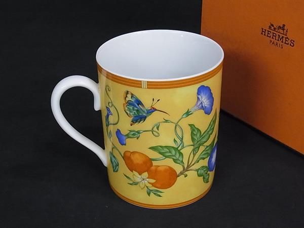 HERMES - エルメス　マグカップ　（オレンジ色 HERMES エルメス マグ カバン シェブロン・イエロー 250ml 名