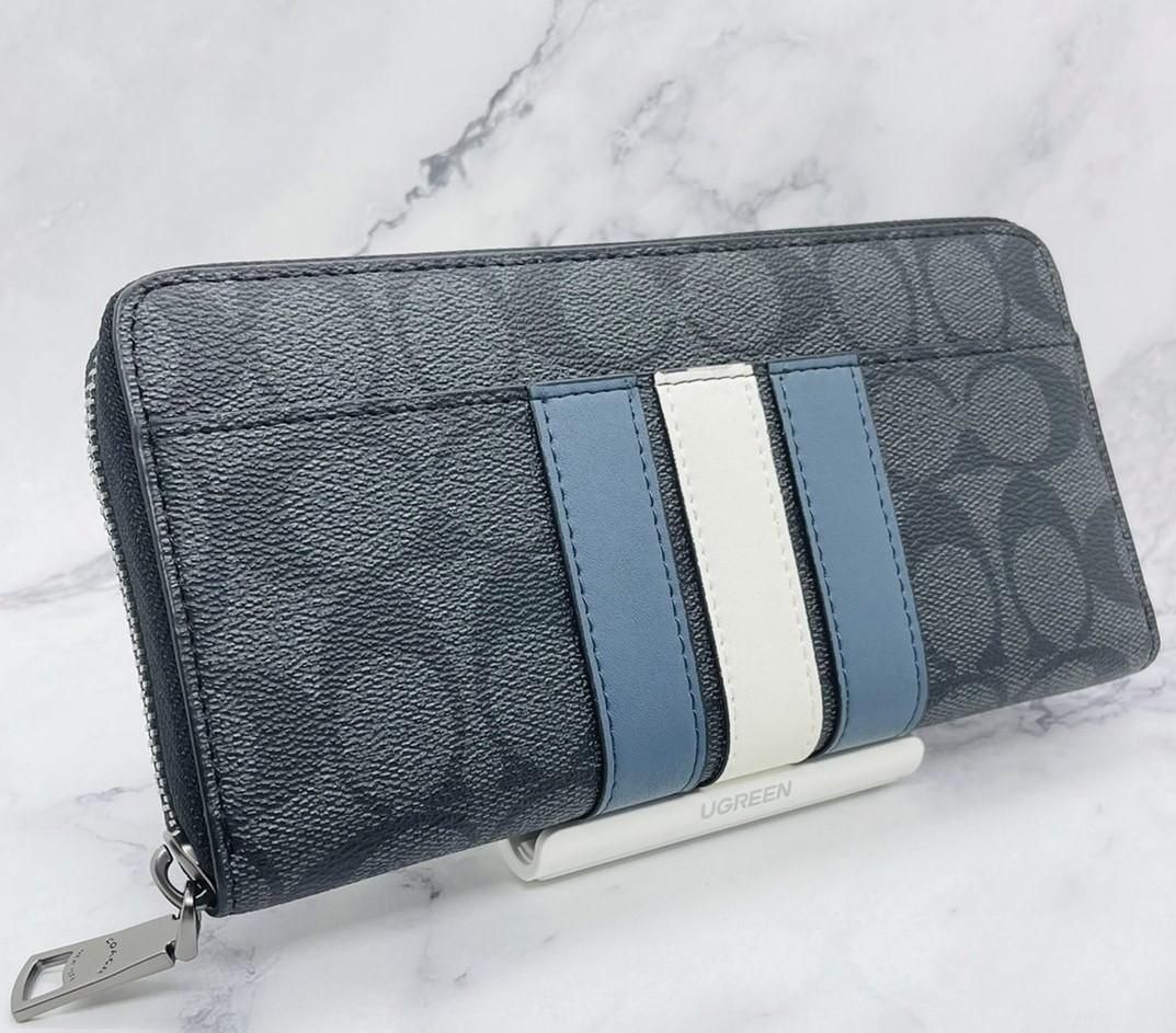 COACH 新品 長財布 ブラック メンズ コーチ 黒 紺 白 財布 119